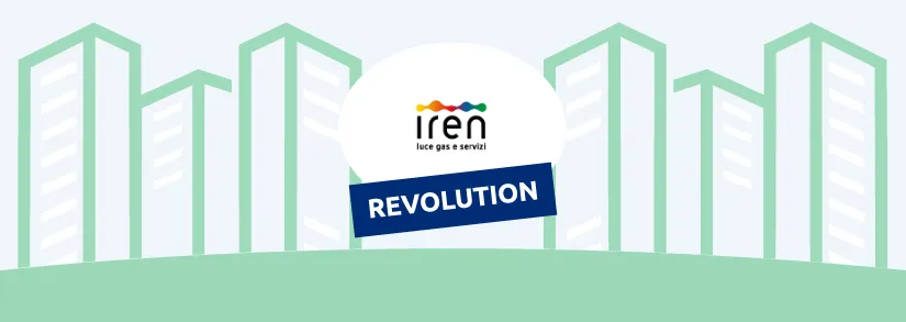 Logo Iren con bolletta luce e gas, simbolo della linea di offerte Revolution