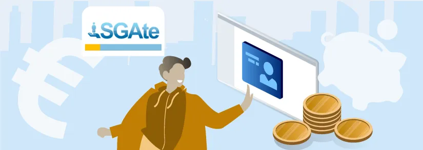 Operatore comunale al computer mentre carica una pratica di bonus sociale sulla piattaforma SGAte