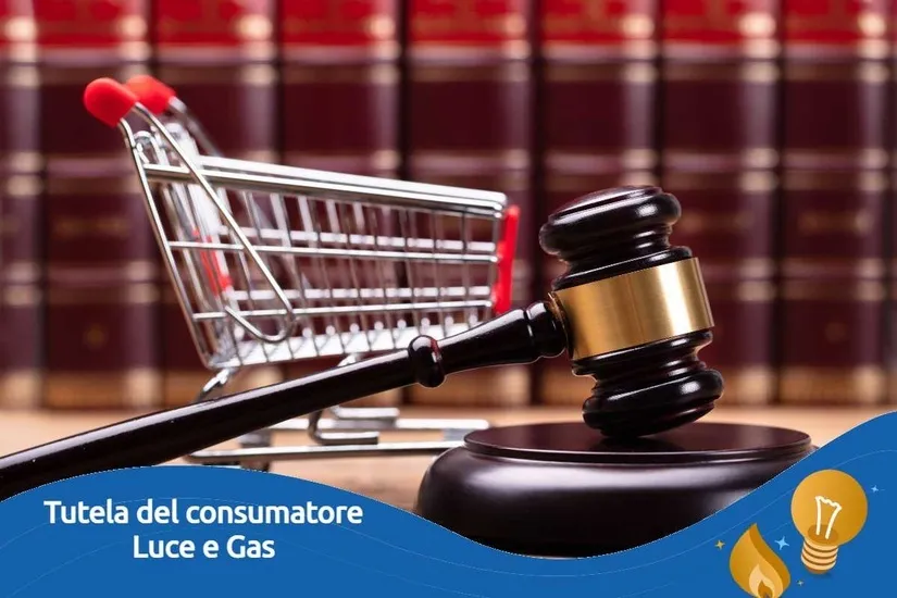 Cliente legge una bolletta con il codice del consumo accanto: simbolo dei diritti del consumatore di energia