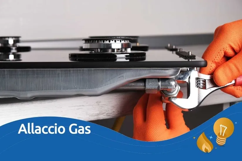 Tecnico al lavoro su un nuovo allaccio gas con contatore esterno e tubazioni