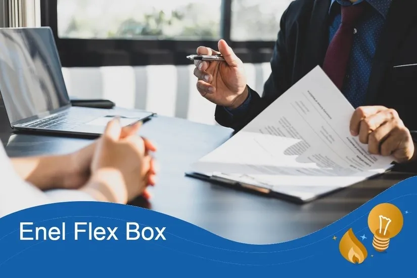Capannone industriale con bolletta Enel, simbolo dell'offerta Flex Box per uso diverso da abitazione