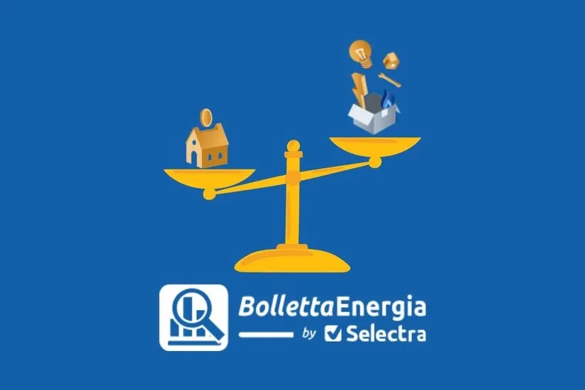Bolletta luce e gas con calcolatrice e laptop su una scrivania, simbolo del confronto offerte
