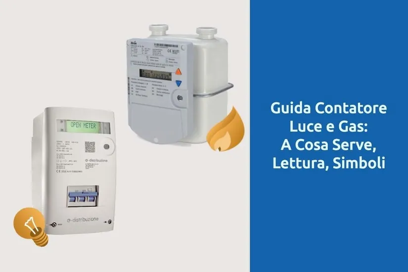 Contatore elettronico domestico con display digitale e contatore gas a parete