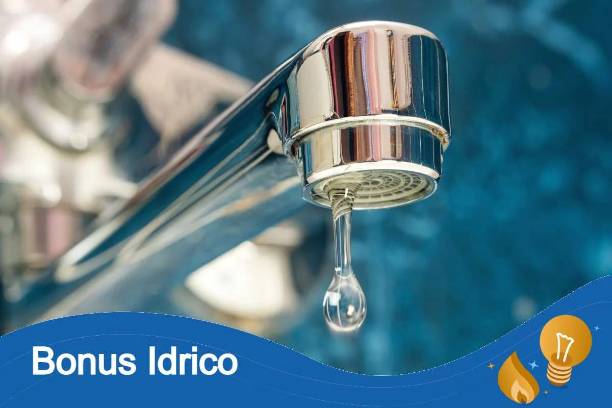 Rubinetto domestico con gocce d'acqua e bolletta in primo piano: simbolo del bonus sull'acqua per famiglie con ISEE basso