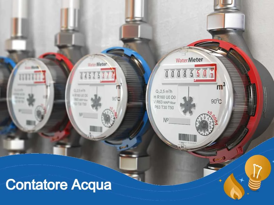 Contatore acqua tradizionale con quadrante a rulli ben visibile