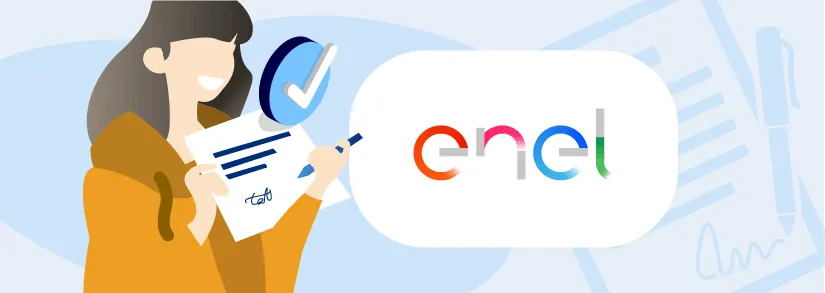 Firma di un nuovo contratto luce e gas Enel su tablet, simbolo dell'attivazione
