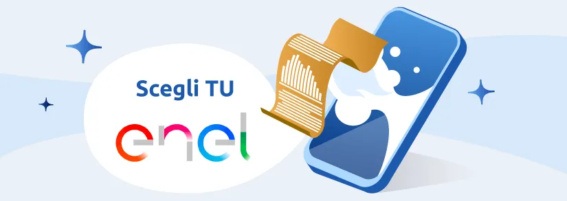 Smartphone con app Enel Energia per la scelta del piano tariffario, simbolo dell'offerta Scegli Tu