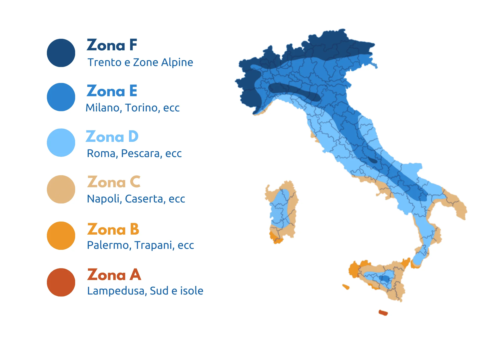Mappa delle zone climatiche italiane