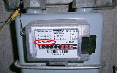 Esempio di matricola sul contatore gas